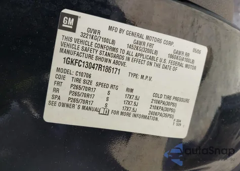 2007 GMC Yukon Slt z USA, uszkodzony, nr VIN 1GKFC13047R186171
